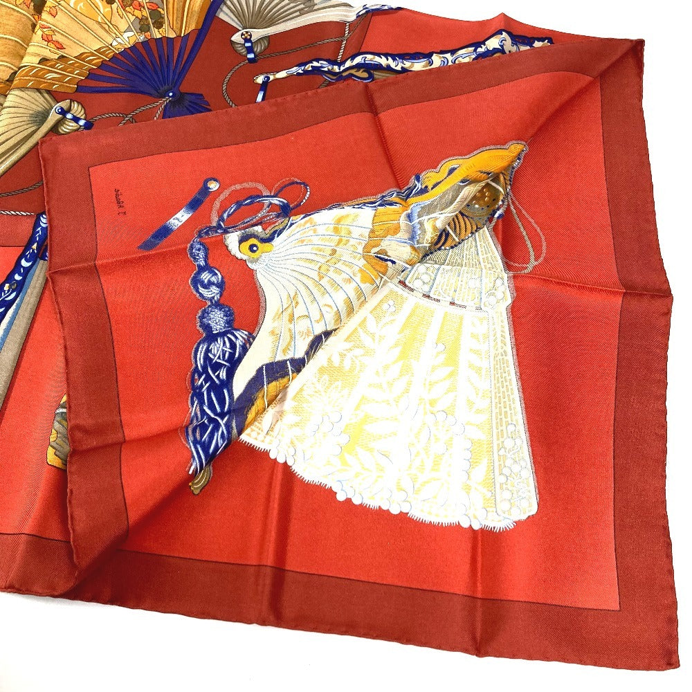 HERMES 扇 和柄 扇子 BRISE DE CHARME 魅惑のそよ風 カレ90 カレ 90 スカーフ シルク ユニセックス マルチカラー
