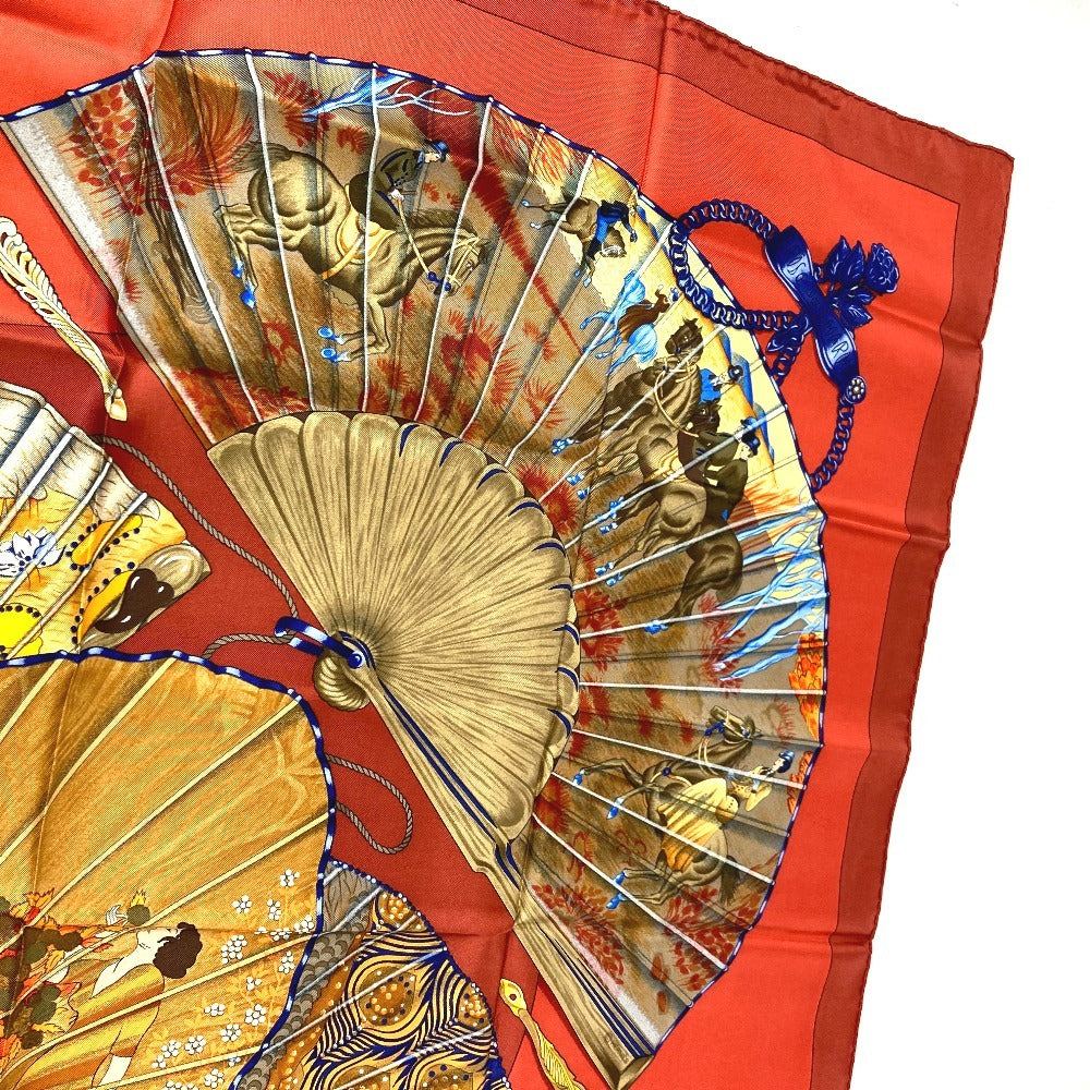 HERMES 扇 和柄 扇子 BRISE DE CHARME 魅惑のそよ風 カレ90 カレ 90 スカーフ シルク ユニセックス マルチカラー