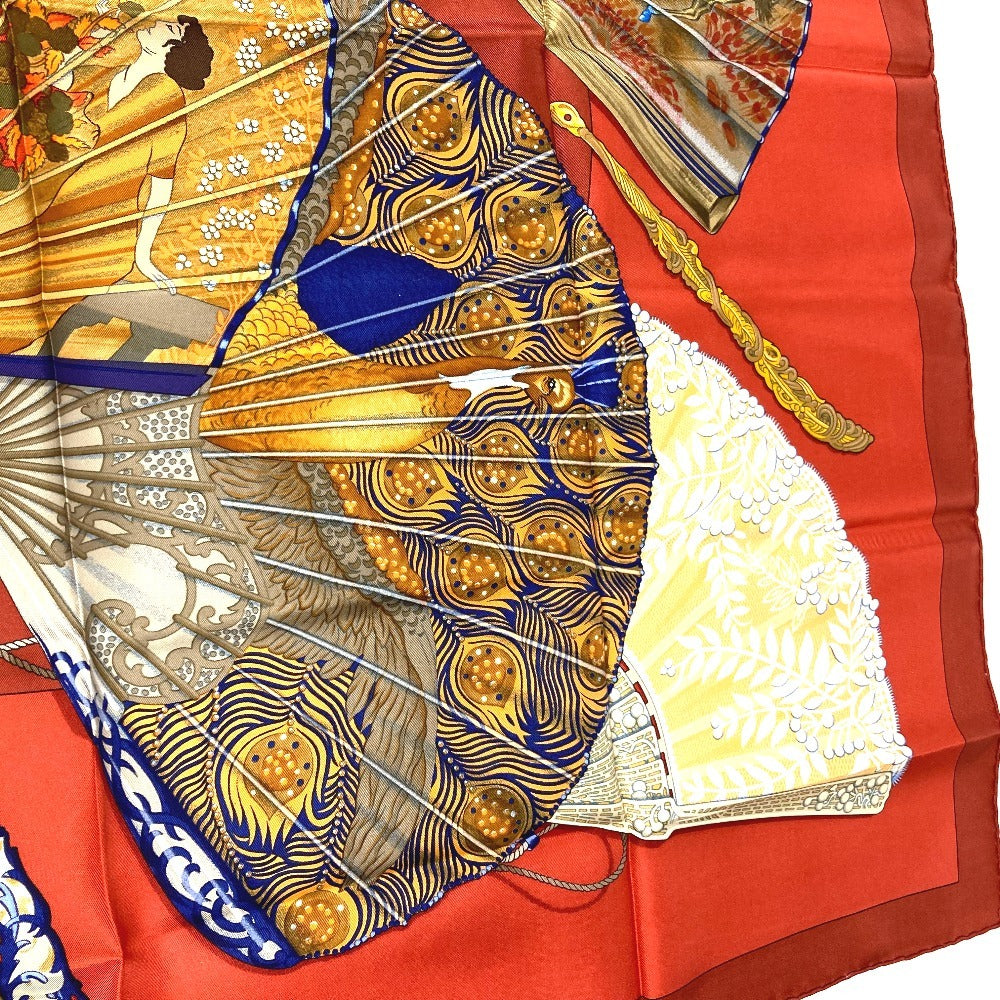 HERMES 扇 和柄 扇子 BRISE DE CHARME 魅惑のそよ風 カレ90 カレ 90 スカーフ シルク ユニセックス マルチカラー