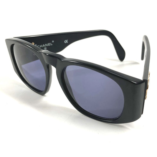 CHANEL 01451 ヴィンテージ CC ココマーク ロゴ スモーク めがね メガネ アイウェア 眼鏡 サングラス プラスチック ユニセックス ブラック