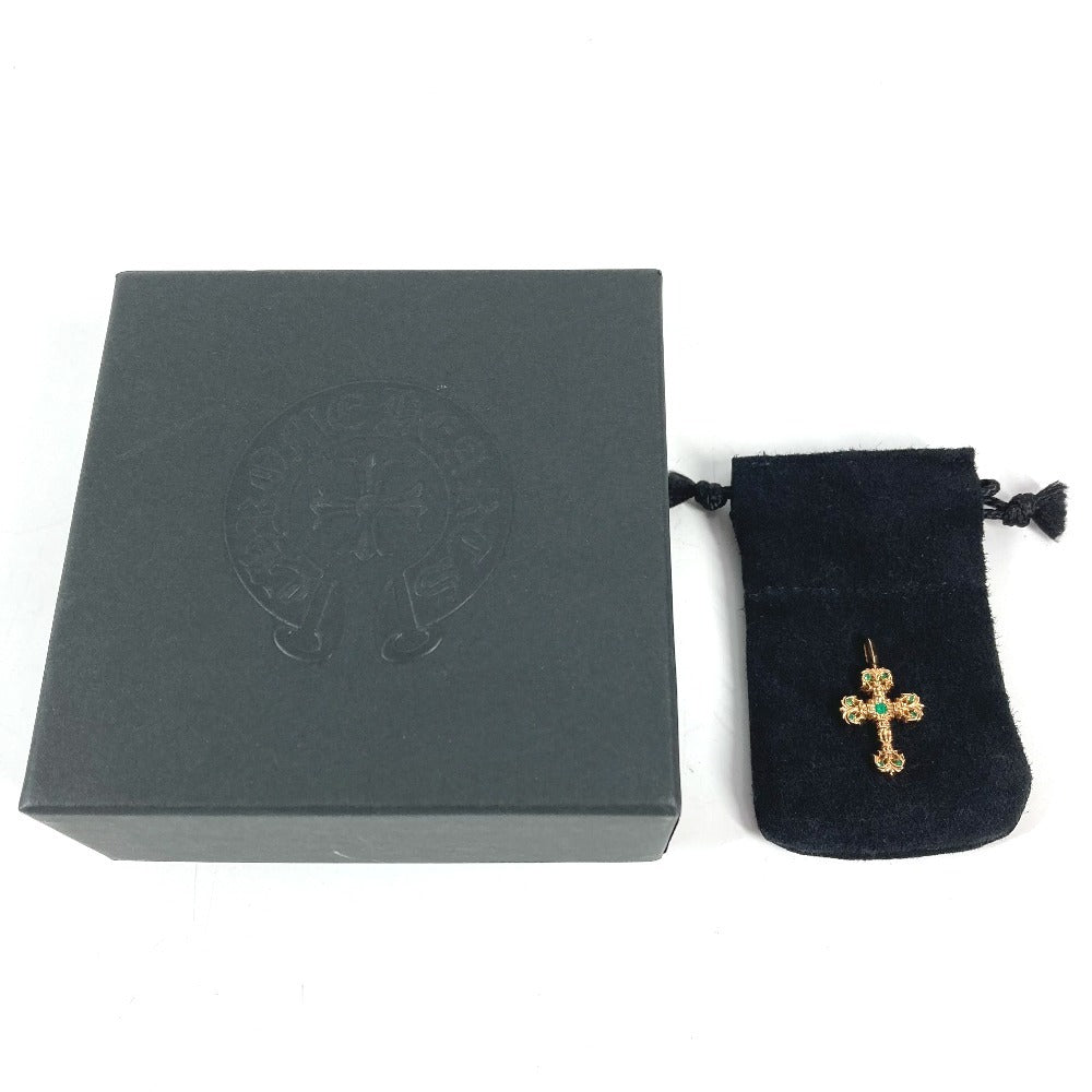 CHROME HEARTS アクセサリー ジュエリー ネックレス ペンダント CHARM FILIGREE TINY P EMRLD タイニーフィリグリー クロス PAVE エメラルド K22 22金 K22 ペンダントトップ K22 ユニセックス ゴールド