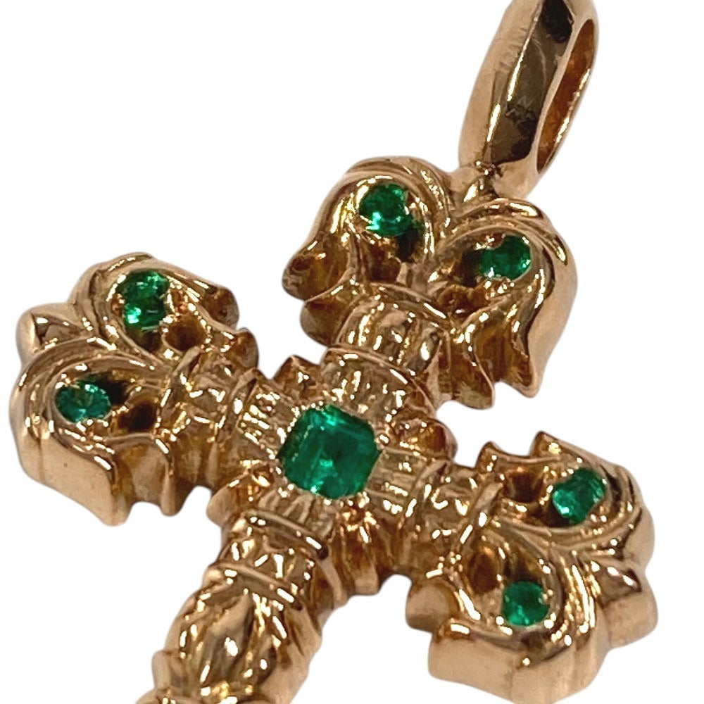 CHROME HEARTS アクセサリー ジュエリー ネックレス ペンダント CHARM FILIGREE TINY P EMRLD タイニーフィリグリー クロス PAVE エメラルド K22 22金 K22 ペンダントトップ K22 ユニセックス ゴールド