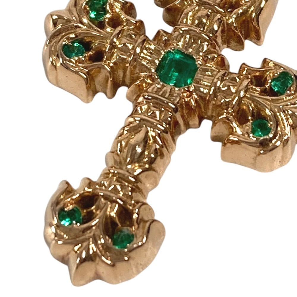 CHROME HEARTS アクセサリー ジュエリー ネックレス ペンダント CHARM FILIGREE TINY P EMRLD タイニーフィリグリー クロス PAVE エメラルド K22 22金 K22 ペンダントトップ K22 ユニセックス ゴールド