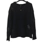 CHROME HEARTS Men's Black Long Sleeve Hoodie with Cross Patch and Leather Tag, Cashmere Knit