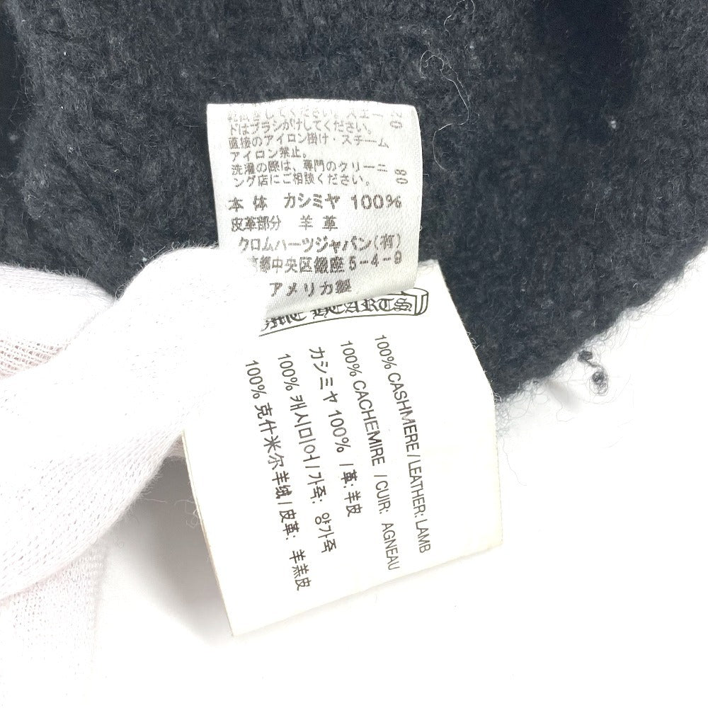 CHROME HEARTS Men's Black Long Sleeve Hoodie with Cross Patch and Leather Tag, Cashmere Knit