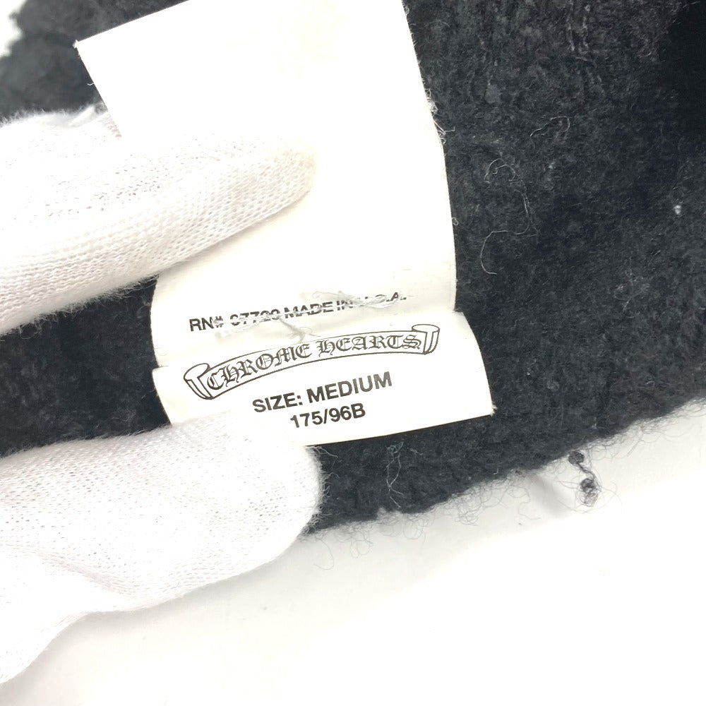 CHROME HEARTS Cross patch Leather patch Leather tag Apparel Long Sleeve Hoodie Parka knit Cashmere Black Used