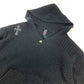 CHROME HEARTS Men's Black Long Sleeve Hoodie with Cross Patch and Leather Tag, Cashmere Knit