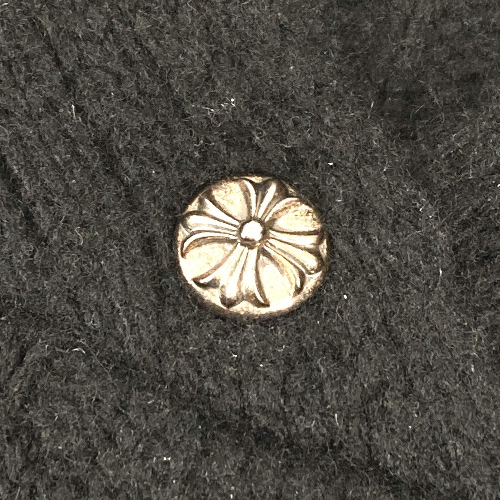 CHROME HEARTS Men's Black Long Sleeve Hoodie with Cross Patch and Leather Tag, Cashmere Knit