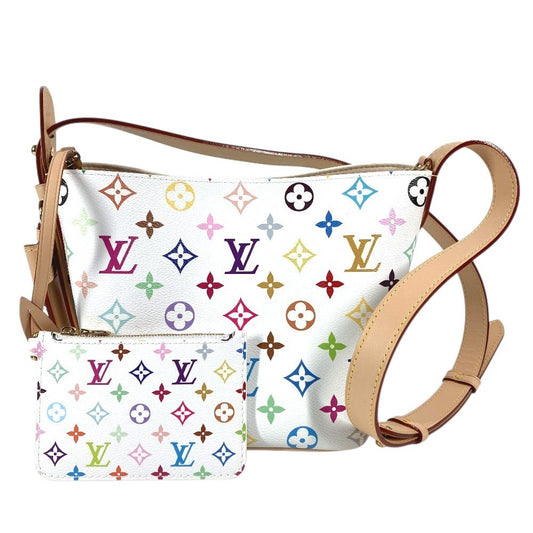 LOUIS VUITTON M13089 Monogram Multicolor Takashi Murakami LV x TM All-in BB Crossbody Bag with Pouch Bucket Shoulder Bag Monogram Multicolor Canvas Women's Blanc White