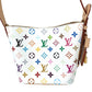 LOUIS VUITTON M13089 Monogram Multicolore by Takashi Murakami, LV×TM All-in BB Crossbody Bag with Pouch, Bucket Shoulder Bag, Monogram Multicolore Canvas, Women's, Blanc/White