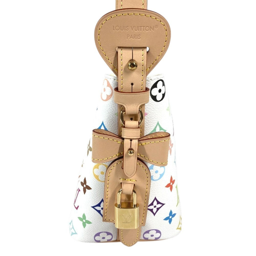 LOUIS VUITTON M13089 Monogram Multicolore by Takashi Murakami, LV×TM All-in BB Crossbody Bag with Pouch, Bucket Shoulder Bag, Monogram Multicolore Canvas, Women's, Blanc/White