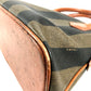 FENDI Vintage Pecan Striped Handbag in PVC and Leather, Unisex, Brown