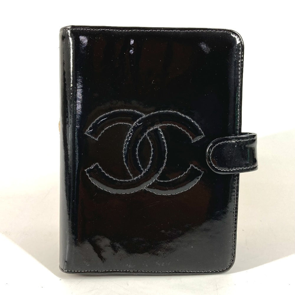 CHANEL CC ココマーク ロゴ システム手帳 ステーショナリー 手帳カバー パテントレザー ユニセックス ブラック