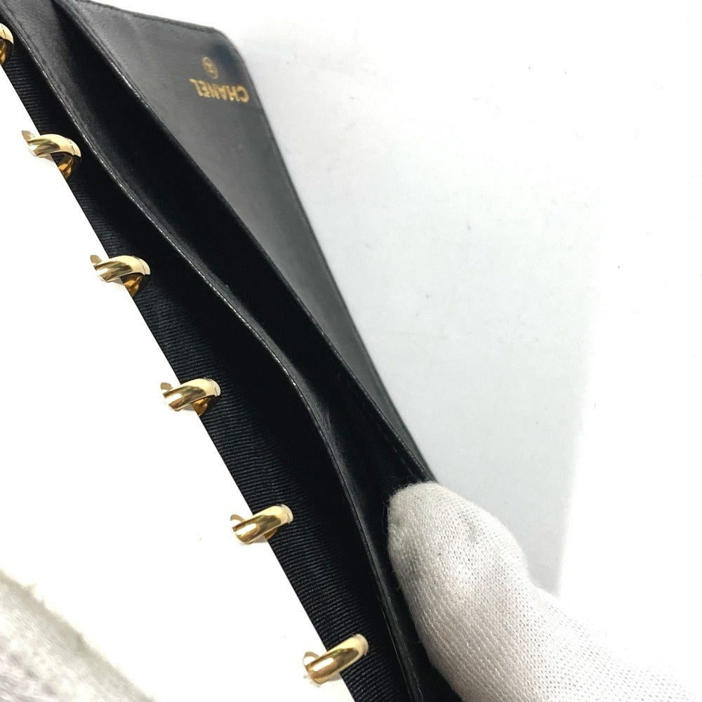CHANEL CC ココマーク ロゴ システム手帳 ステーショナリー 手帳カバー パテントレザー ユニセックス ブラック