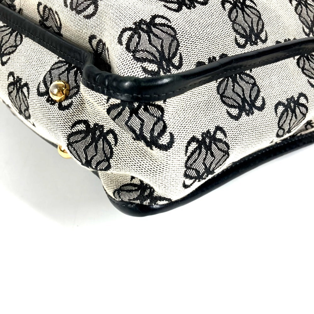 LOEWE ヴィンテージ 南京錠 ロゴ カバン 斜め掛け ショルダーバッグ レザー/キャンバス ユニセックス ブラック