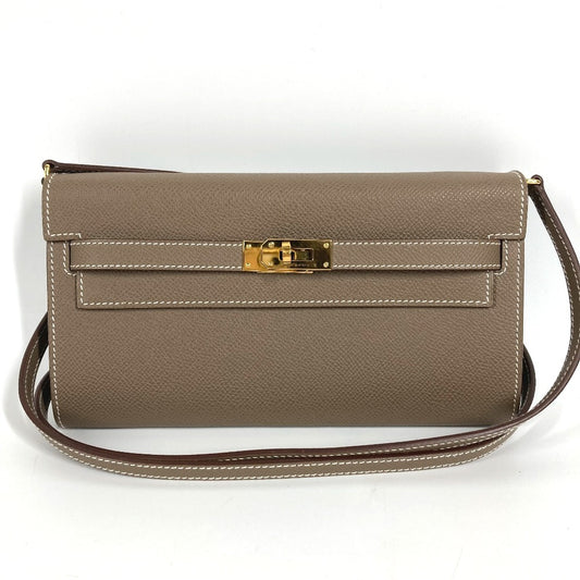 HERMES ショルダーウォレット ケリーウォレット ロング トゥーゴー カバン ショルダーバッグ ポシェット 長財布 エプソン ユニセックス エトゥープ ベージュ