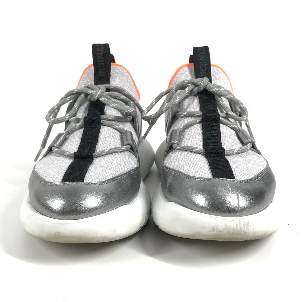 HERMES ロゴ デュエル 靴 シューズ スニーカー ゴム レディース シルバー