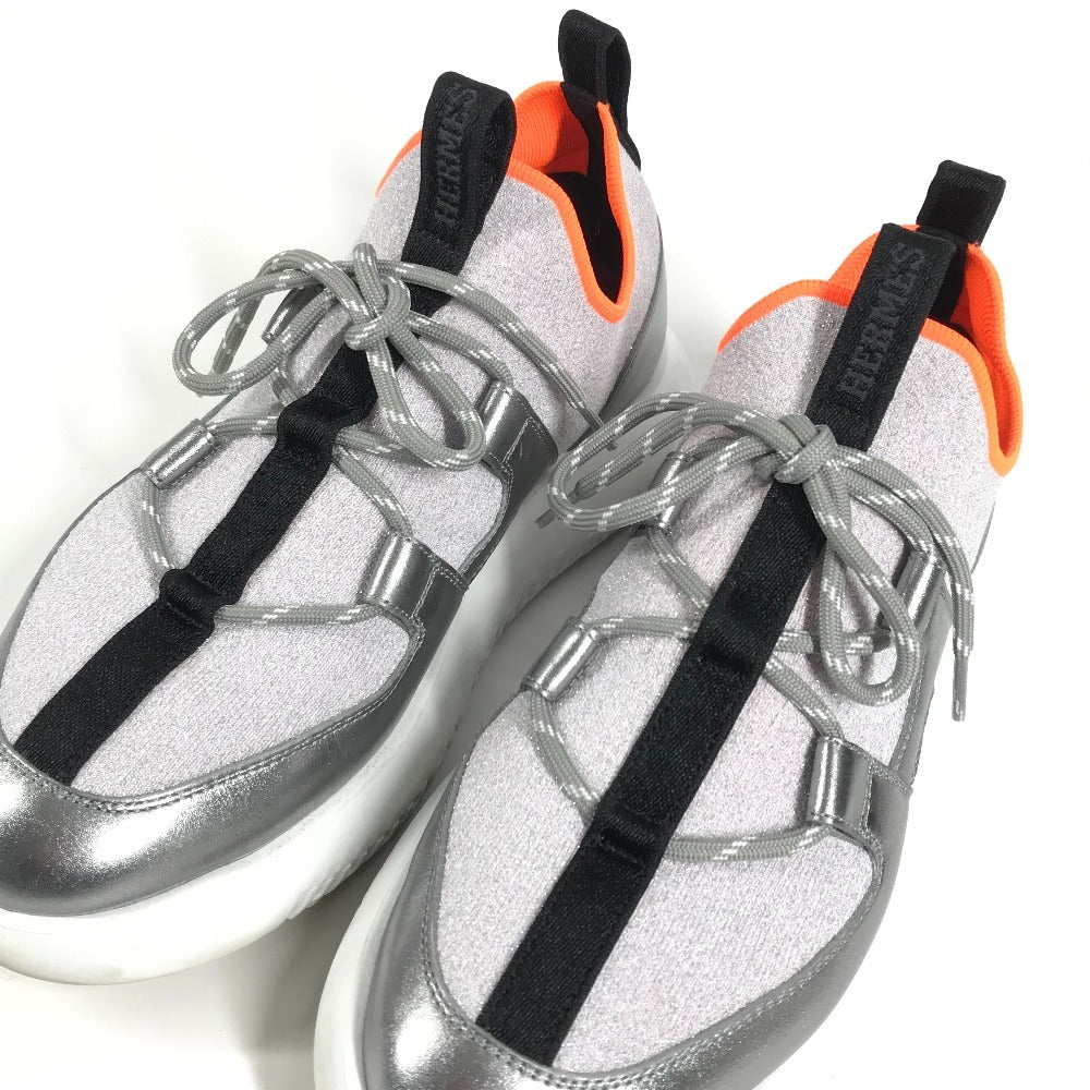 HERMES ロゴ デュエル 靴 シューズ スニーカー ゴム レディース シルバー