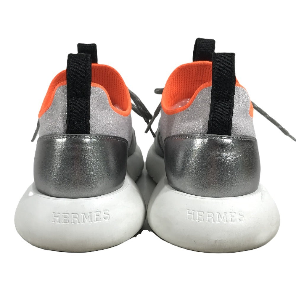 HERMES ロゴ デュエル 靴 シューズ スニーカー ゴム レディース シルバー