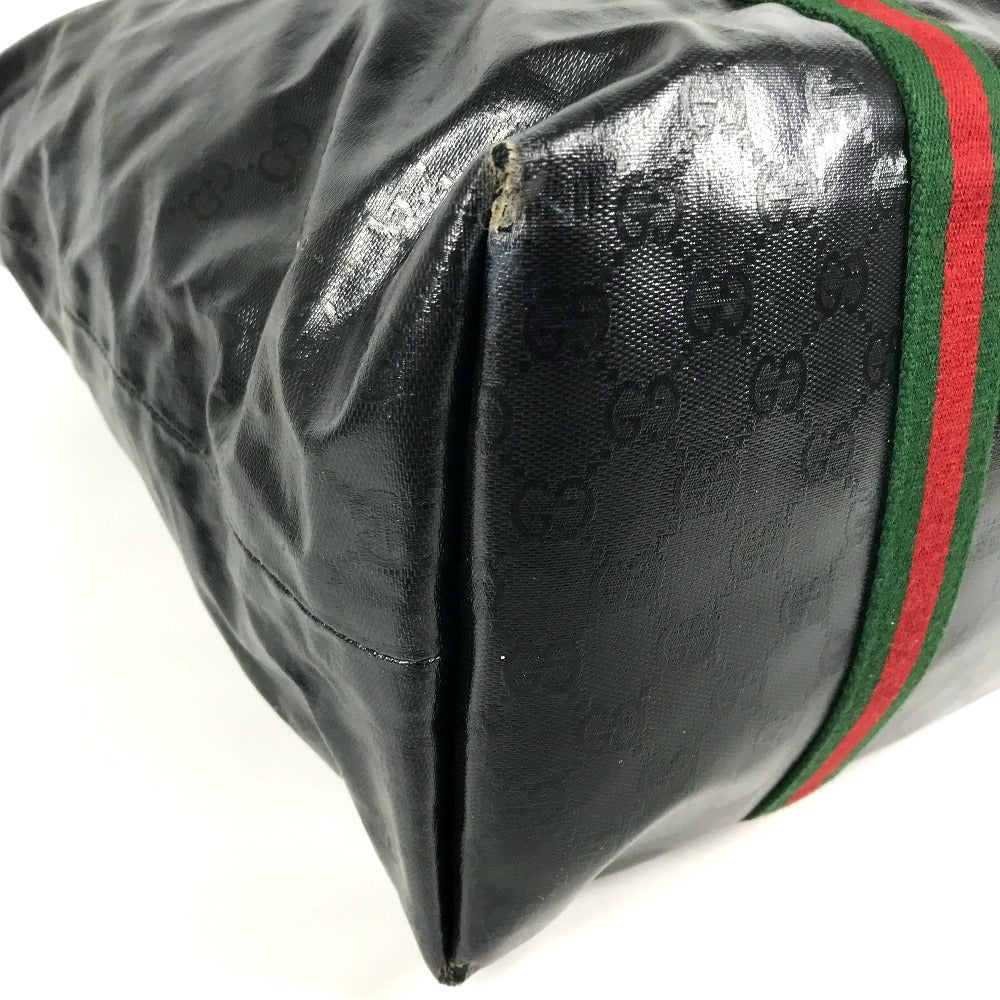 GUCCI 763287 GG Crystal Logo Sherry Line Tote Bag Handbag Coated Canvas Unisex Black
