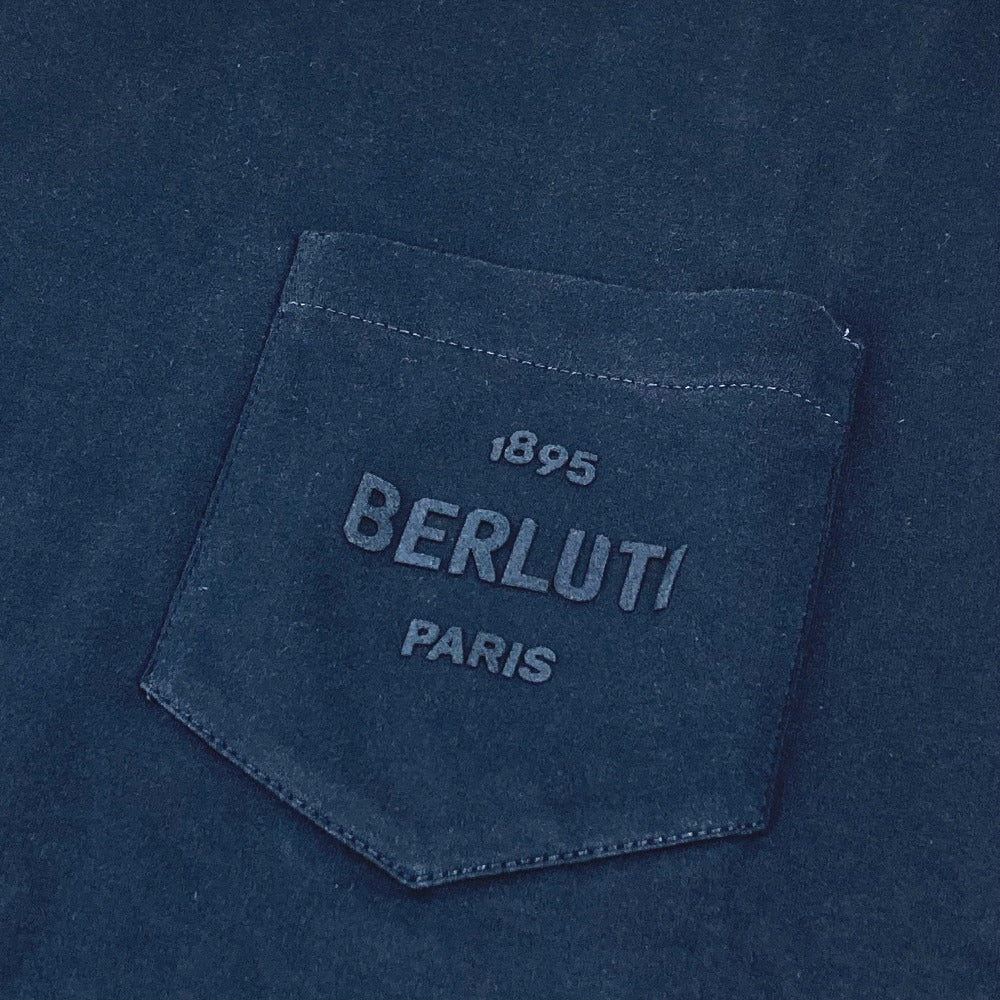 Berluti Short-Sleeve Logo Pocket Apparel Top, Cotton T-Shirt, Men's, Navy
