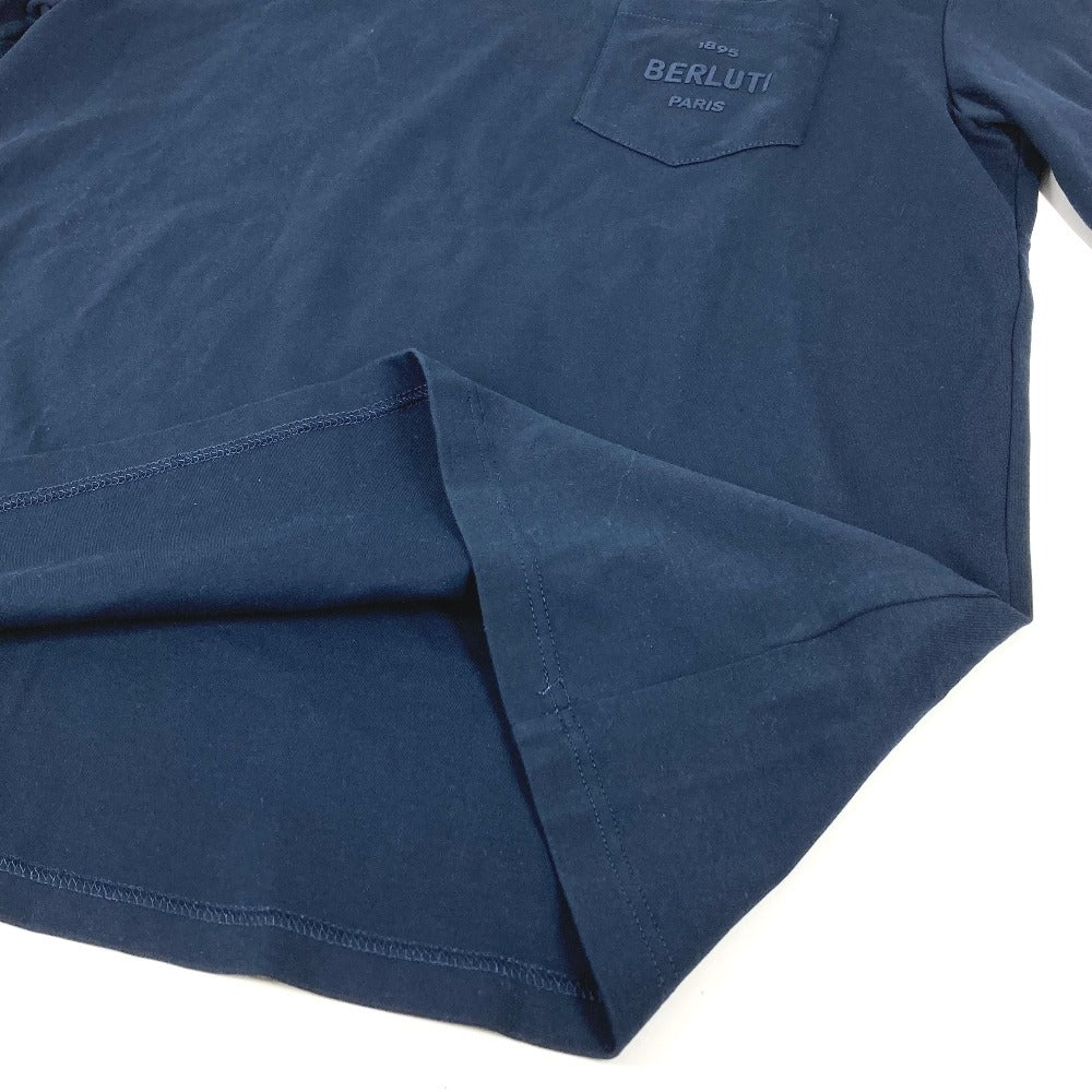 Berluti Short-Sleeve Logo Pocket Apparel Top, Cotton T-Shirt, Men's, Navy