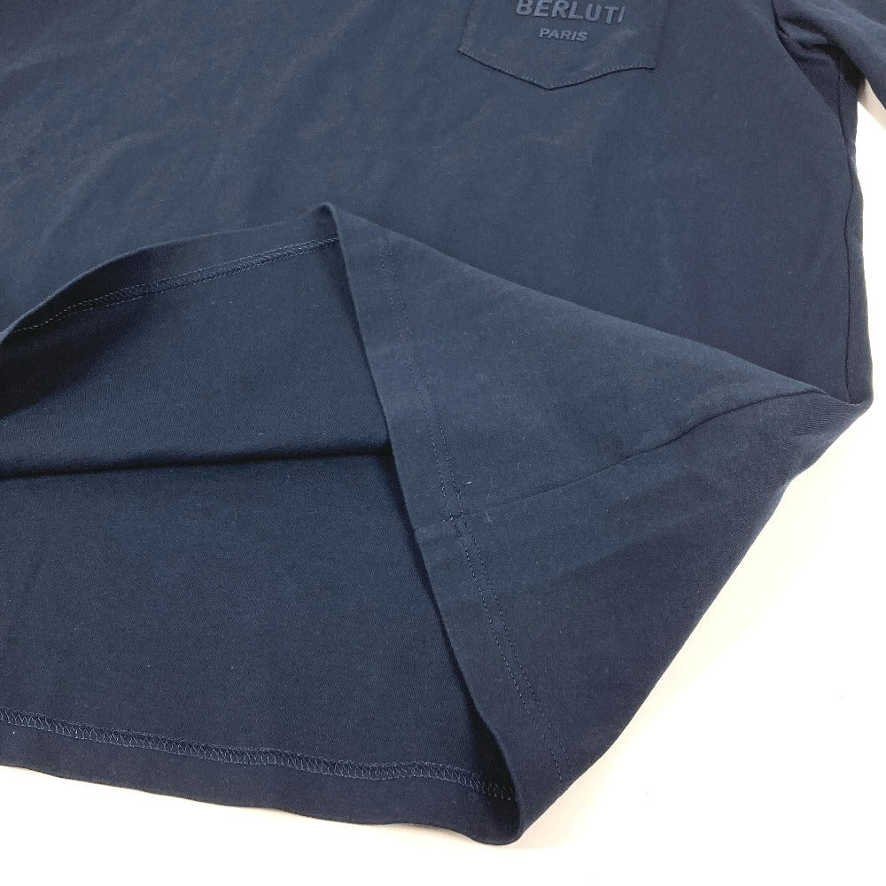 Berluti Short-Sleeve Logo Pocket Apparel Top, Cotton T-Shirt, Men's, Navy