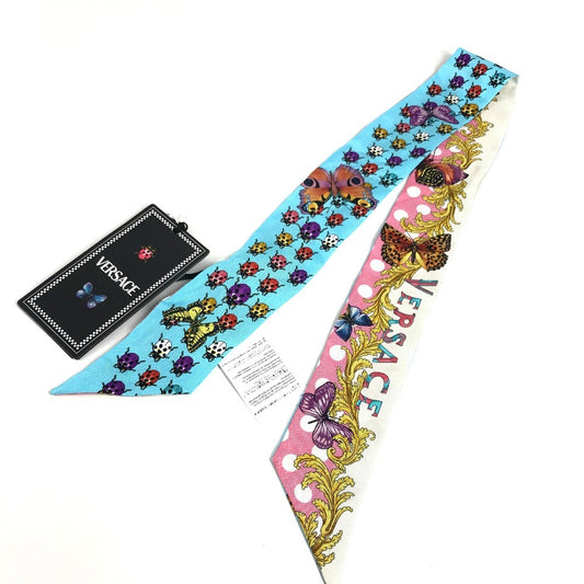 VERSACE デュア・リパ DUA LIPA バタフライ ロゴ てんとう虫 バンドースカーフ スカーフ シルク ユニセックス マルチカラー
