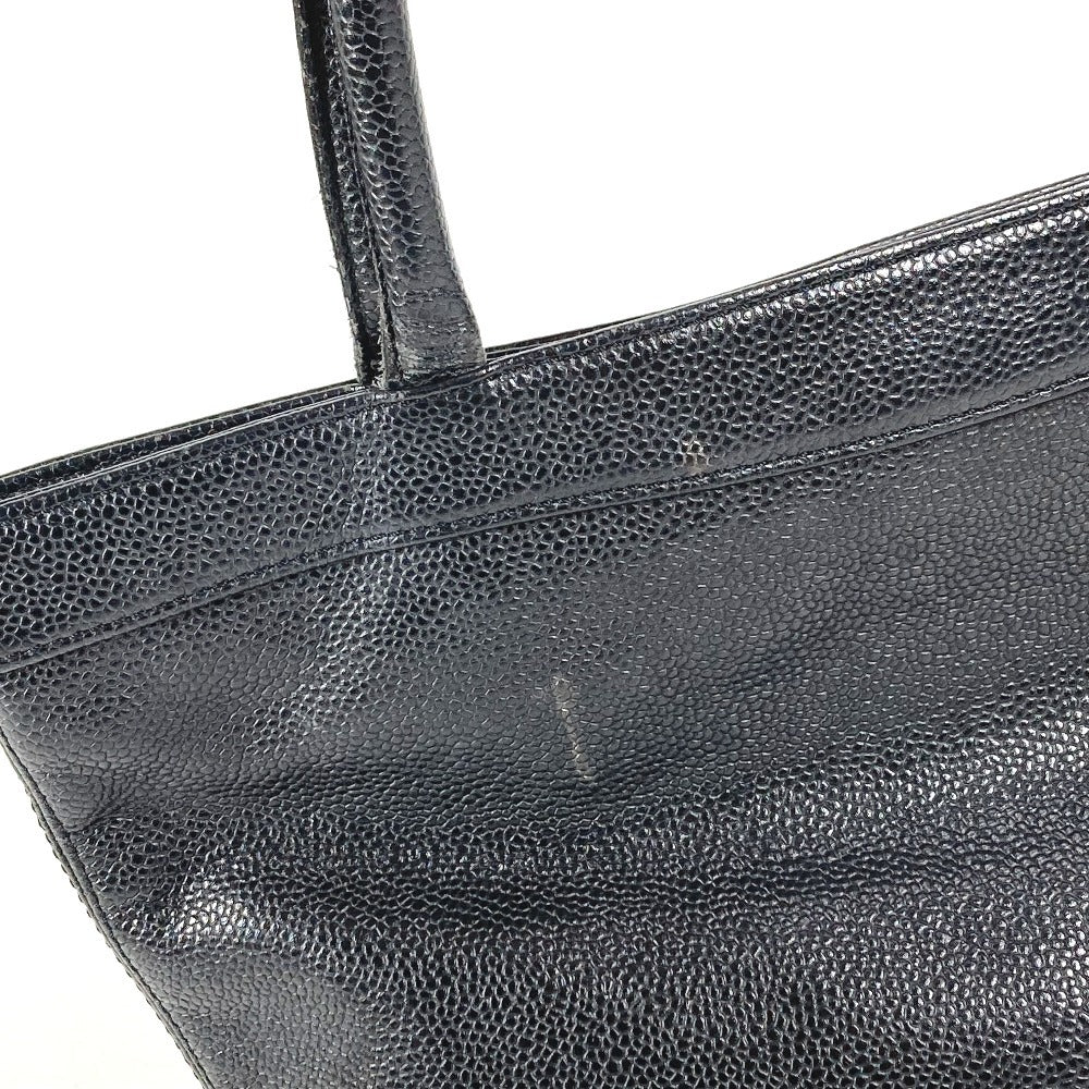 CHANEL CC ココマーク ロゴ カバン トートバッグ ハンドバッグ キャビアスキン ユニセックス ブラック