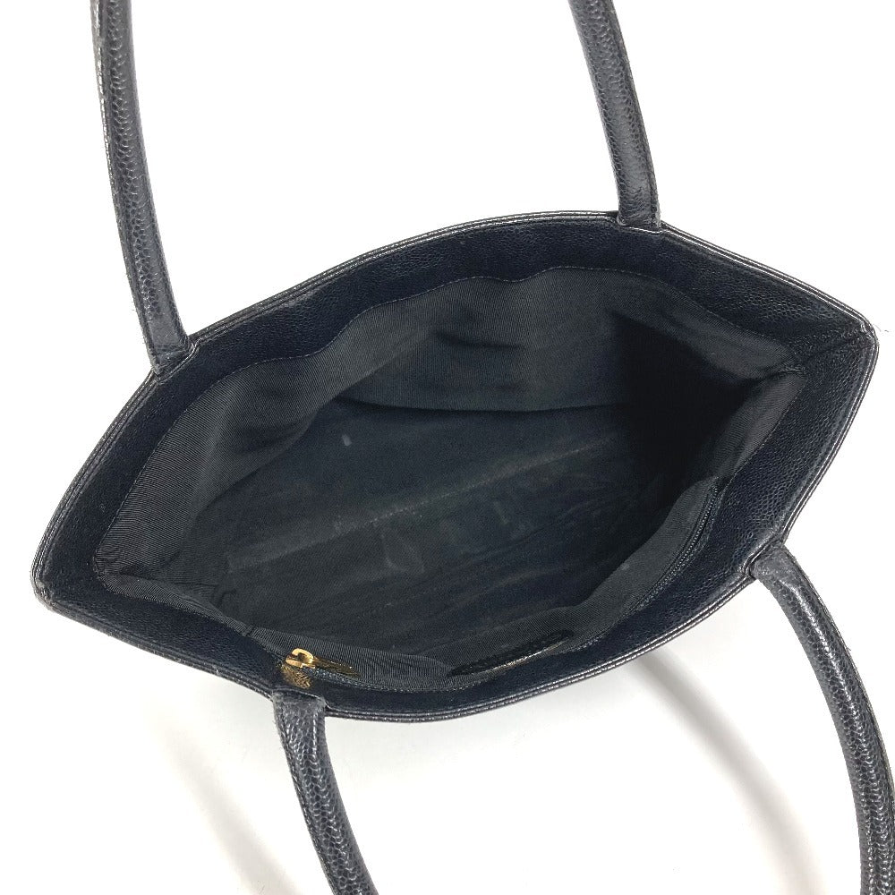 CHANEL CC ココマーク ロゴ カバン トートバッグ ハンドバッグ キャビアスキン ユニセックス ブラック