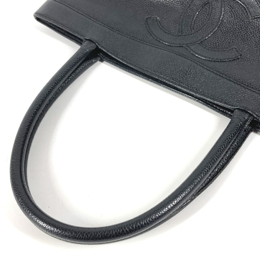 CHANEL CC ココマーク ロゴ カバン トートバッグ ハンドバッグ キャビアスキン ユニセックス ブラック