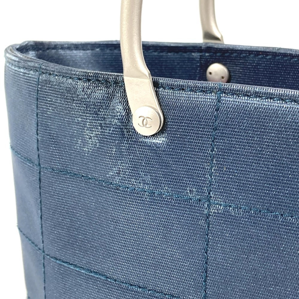 CHANEL CC ココマーク ロゴ メタルハンドル カバン トートバッグ ミニバッグ ハンドバッグ ナイロンキャンバス ユニセックス ブルー