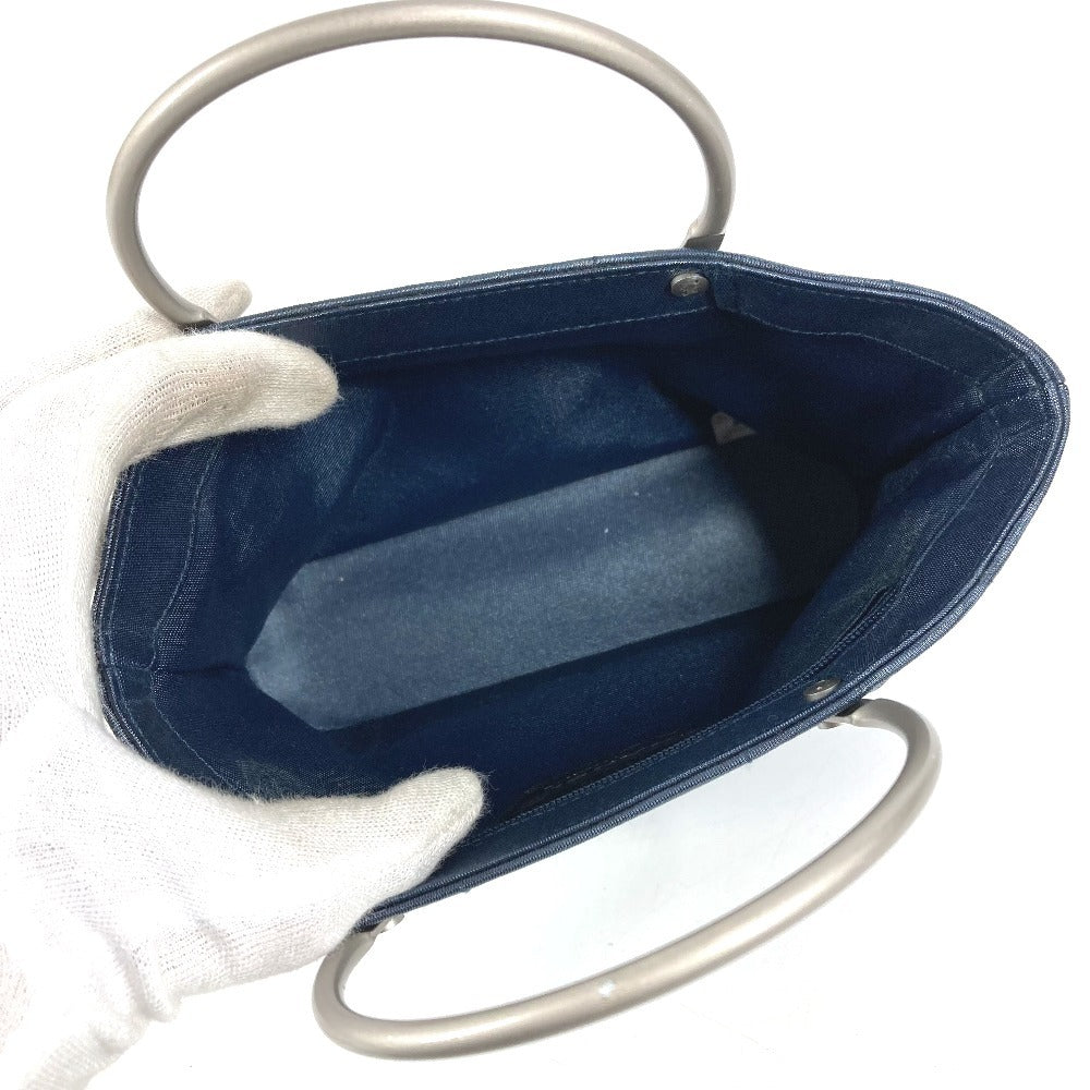 CHANEL CC ココマーク ロゴ メタルハンドル カバン トートバッグ ミニバッグ ハンドバッグ ナイロンキャンバス ユニセックス ブルー