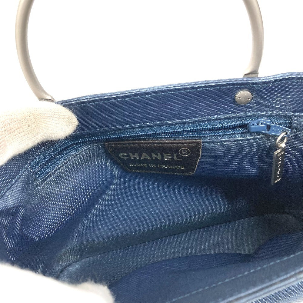 CHANEL CC ココマーク ロゴ メタルハンドル カバン トートバッグ ミニバッグ ハンドバッグ ナイロンキャンバス ユニセックス ブルー