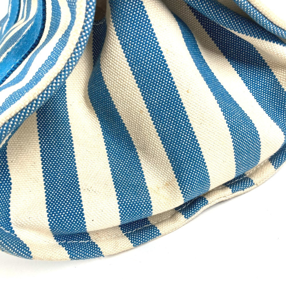 HERMES ストライプ ポーチ付き カンヌPM カンヌ PM カバン トートバッグ ハンドバッグ キャンバス ユニセックス ブルー