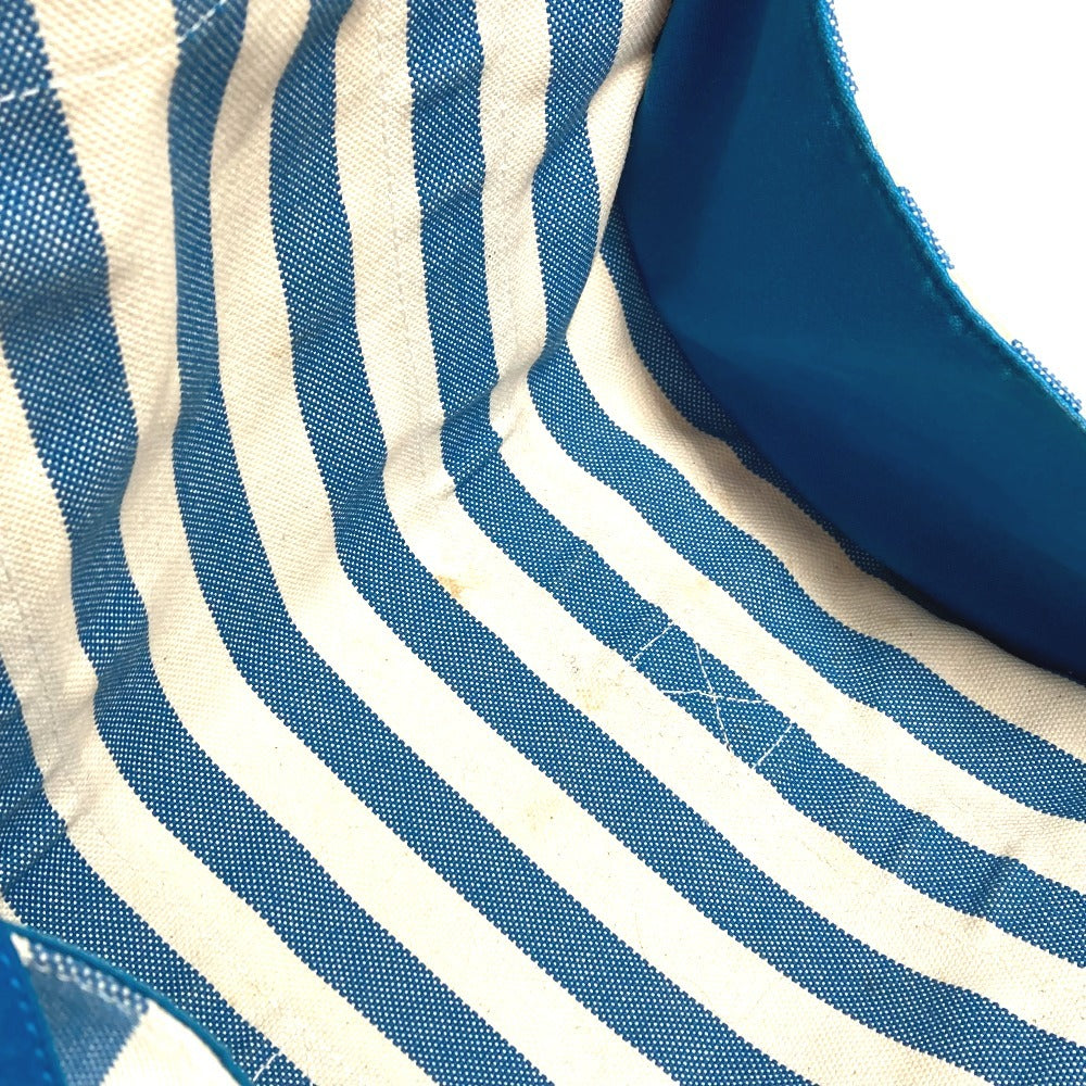 HERMES ストライプ ポーチ付き カンヌPM カンヌ PM カバン トートバッグ ハンドバッグ キャンバス ユニセックス ブルー