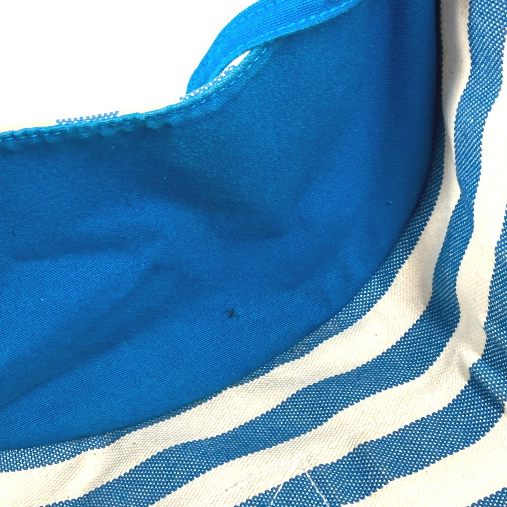 HERMES ストライプ ポーチ付き カンヌPM カンヌ PM カバン トートバッグ ハンドバッグ キャンバス ユニセックス ブルー