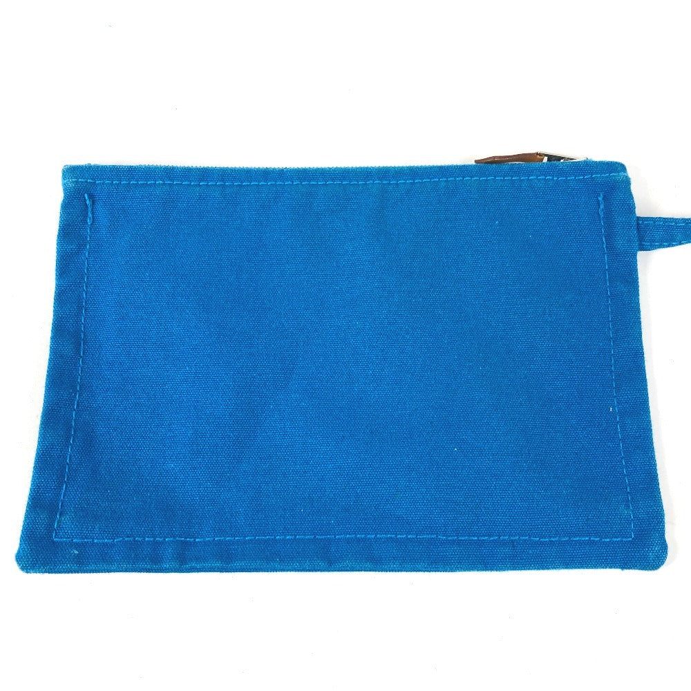 HERMES ストライプ ポーチ付き カンヌPM カンヌ PM カバン トートバッグ ハンドバッグ キャンバス ユニセックス ブルー