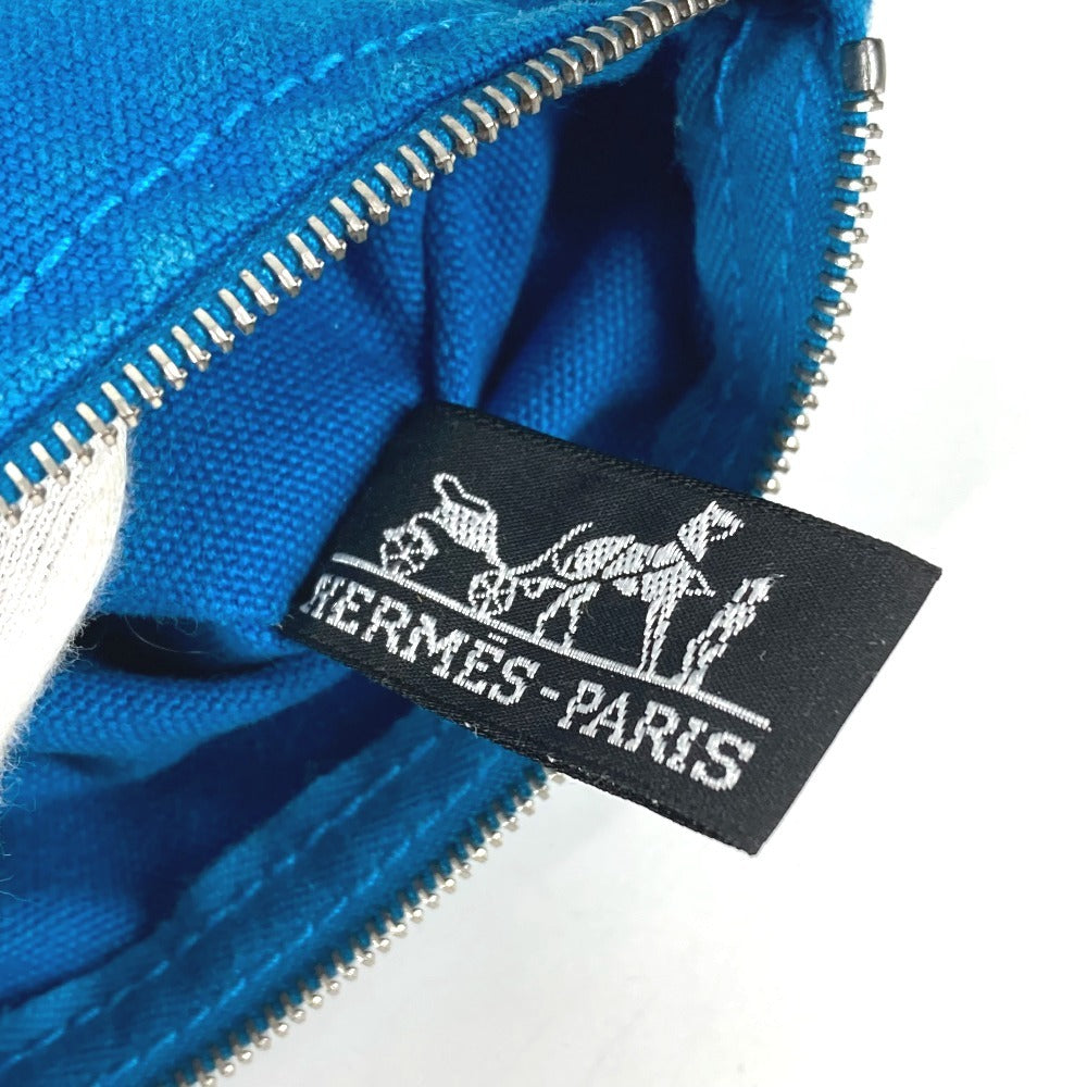 HERMES ストライプ ポーチ付き カンヌPM カンヌ PM カバン トートバッグ ハンドバッグ キャンバス ユニセックス ブルー