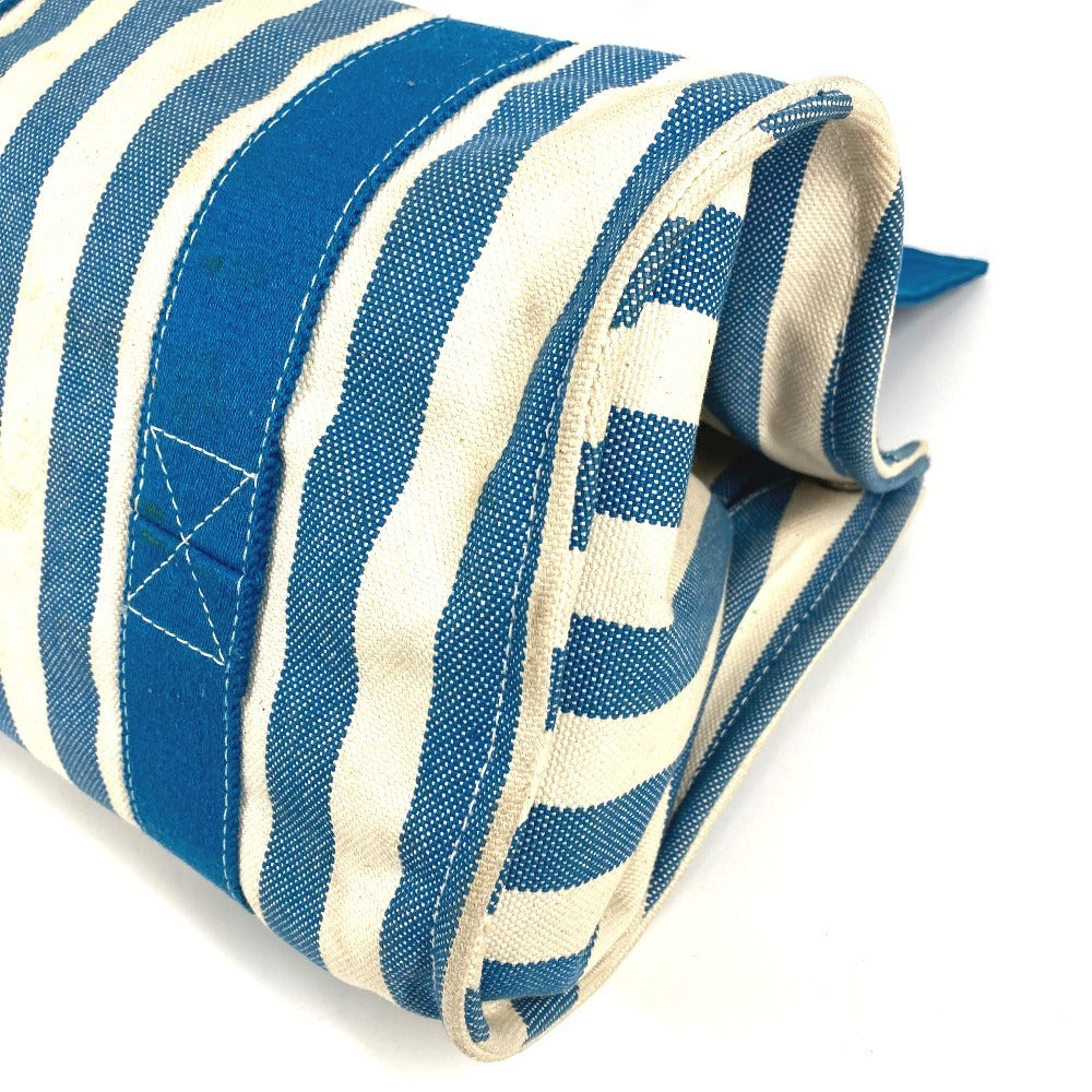 HERMES ストライプ ポーチ付き カンヌPM カンヌ PM カバン トートバッグ ハンドバッグ キャンバス ユニセックス ブルー