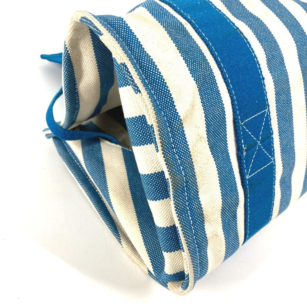HERMES ストライプ ポーチ付き カンヌPM カンヌ PM カバン トートバッグ ハンドバッグ キャンバス ユニセックス ブルー