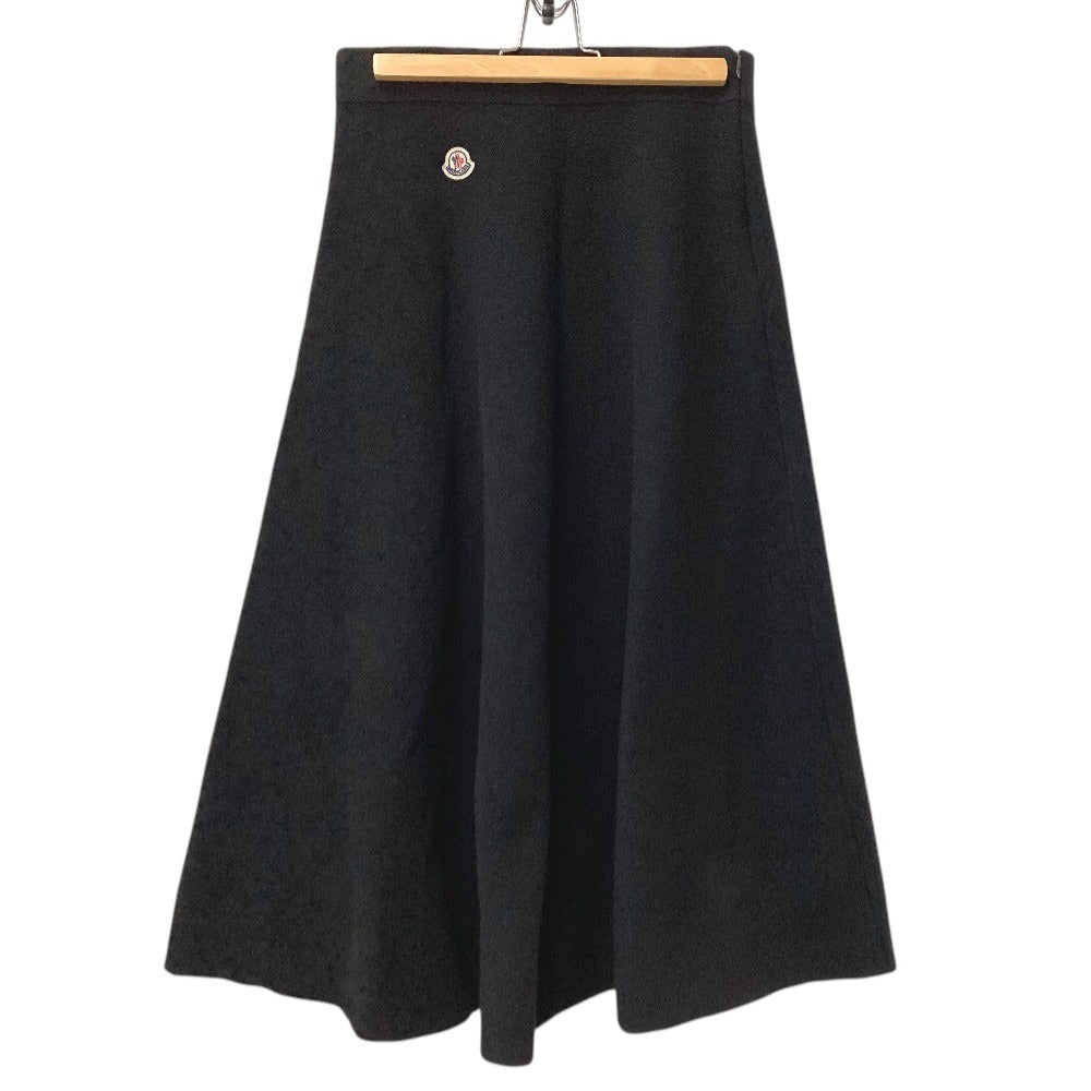 MONCLER ロゴ ワッペン GONNA TRICOT KNITWEAR SKIRT スカート アパレル ロングスカート ウール レディース ブラック