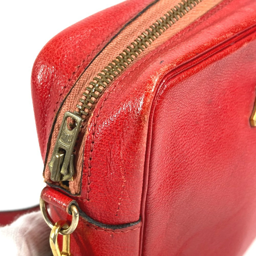 HERMES ヴィンテージ シュバル 馬 ジョッキー カバン ポシェット 斜め掛け ショルダーバッグ レザー ユニセックス レッド