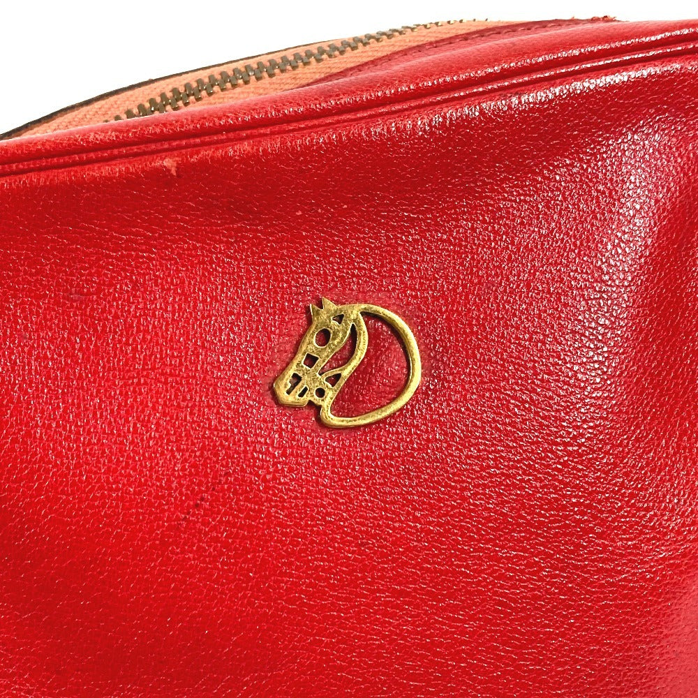 HERMES ヴィンテージ シュバル 馬 ジョッキー カバン ポシェット 斜め掛け ショルダーバッグ レザー ユニセックス レッド