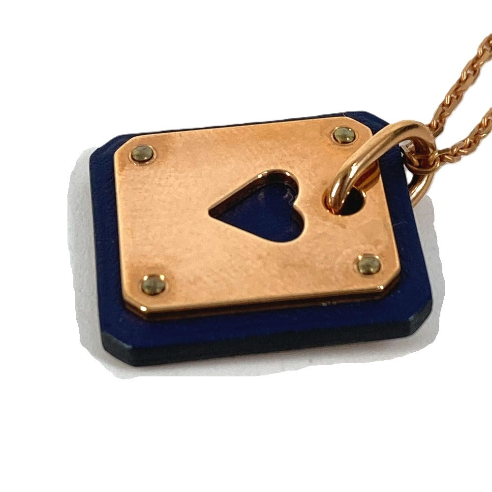 HERMES ハート チェーン アスドゥクール PM アスドゥクールPM ペンダント アクセサリー ネックレス レザー レディース ブラック