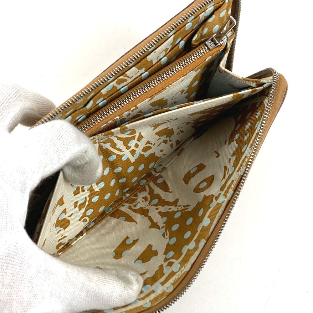 HERMES Azap Long Silk'In กระเป๋าสตางค์แบบซิปรอบ หนัง Epsom สำหรับ unisex สีเบจ