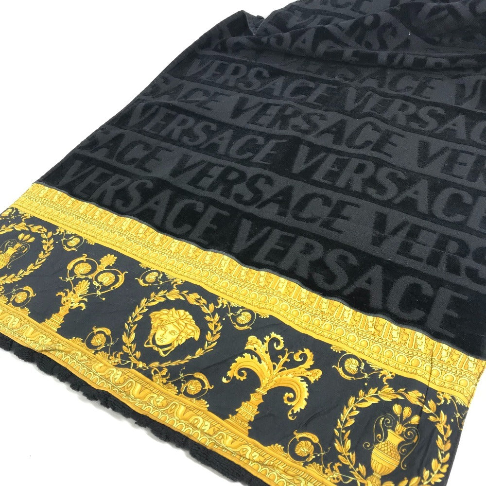 VERSACE インテリア ひざかけ ブランケット アイラブバロック 2枚セット ビーチタオル フェイスタオル ペア タオル コットン ユニセックス ブラック
