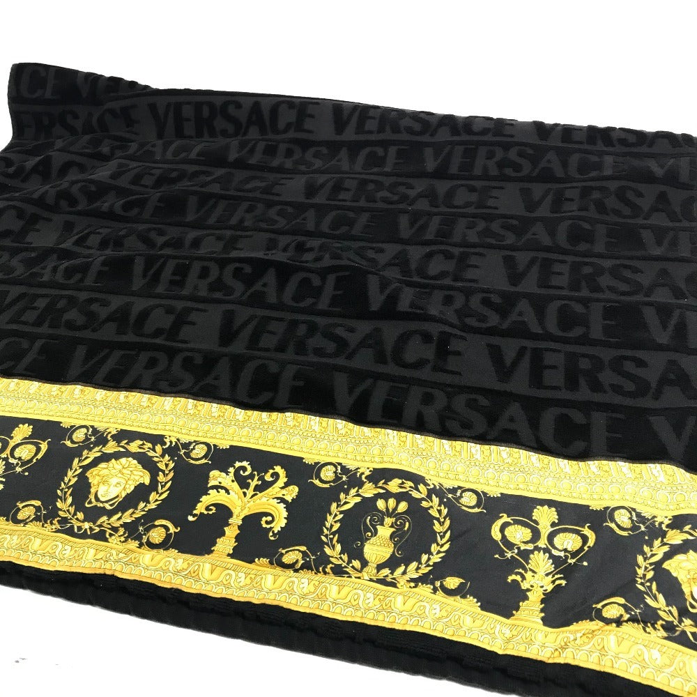 VERSACE インテリア ひざかけ ブランケット アイラブバロック 2枚セット ビーチタオル フェイスタオル ペア タオル コットン ユニセックス ブラック