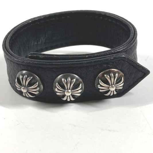 CHROME HEARTS 3BTN 2NP クロスボール3ボタン2スナップ アクセサリー バングル ブレスレット レザー メンズ ブラック