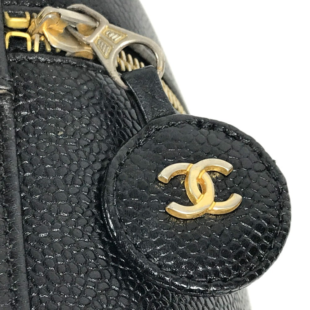 CHANEL A01998 CC ココマーク ロゴ カバン バニティバッグ 縦型 ハンドバッグ キャビアスキン レディース ブラック